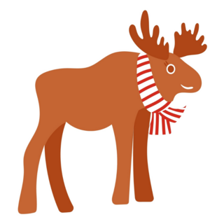 Funny Cartoon Moose With Scarf Sticker