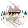Funny Cartoon People In The Ski Lift Sticker