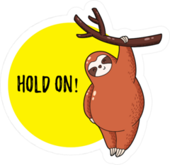 Funny Cartoon Sloth Hanging on a Branch Sticker