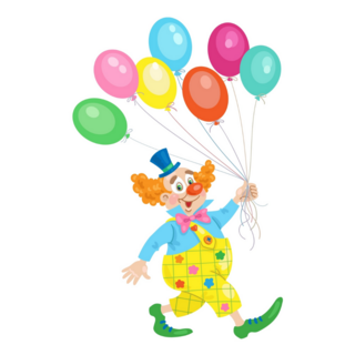 Funny Clown Bunch Of Balloons Sticker