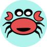 Funny Crab Cartoon On Blue Sticker