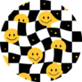 Funny Crazy Melt Smiley Faces In Checkered Print Sticker
