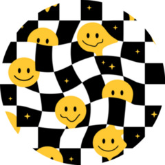 Funny Crazy Melt Smiley Faces In Checkered Print Sticker