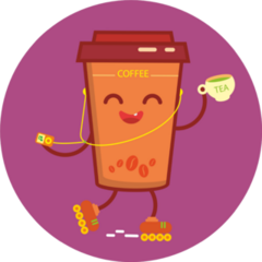 Funny Cup Of Coffee Is Rollerblading Sticker