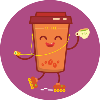 Funny Cup Of Coffee Is Rollerblading Sticker