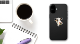 Funny Cute Cow Close Up Isolated On White Sticker on a Phone (New) example