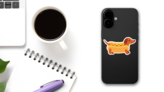 Funny Dachshund Hot Dog Sticker on a Phone (New) example