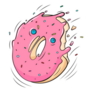 Funny Doodle Donut Character With Pink Glaze Sticker
