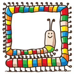 Funny Doodle Rainbow Caterpillar In Square Sticker