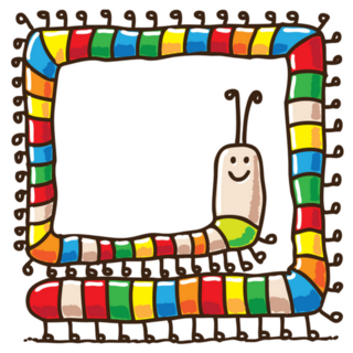 Funny Doodle Rainbow Caterpillar In Square Sticker