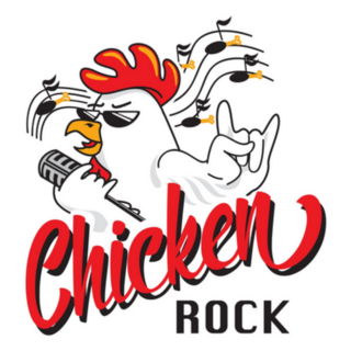 Funny Farm Chicken Rock Logo Sticker