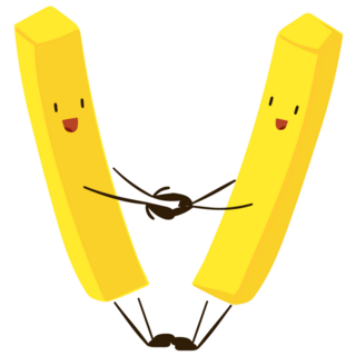 Funny Fast Food French Fries Holding Hands Sticker