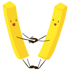 Funny Fast Food French Fries Holding Hands Sticker