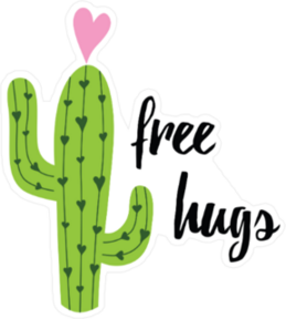 Funny Free Hugs Cactus Sticker