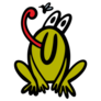 Funny Frog Cartoon Catches A Fly Sticker