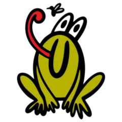 Funny Frog Cartoon Catches A Fly Sticker