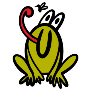 Funny Frog Cartoon Catches A Fly Sticker