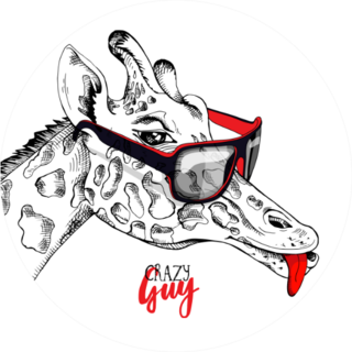 Funny Giraffe In A Sunglasses Crazy Guy Lettering Sticker
