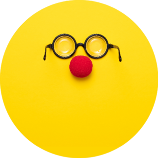 Funny Glasses, A Red Clown Nose On Yellow Background Sticker