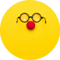 Funny Glasses, A Red Clown Nose On Yellow Background Sticker