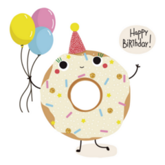 Funny Happy Birthday Donut With Balloons Sticker