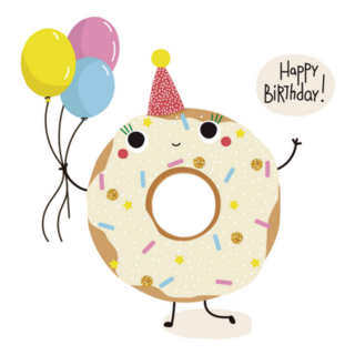 Funny Happy Birthday Donut With Balloons Sticker