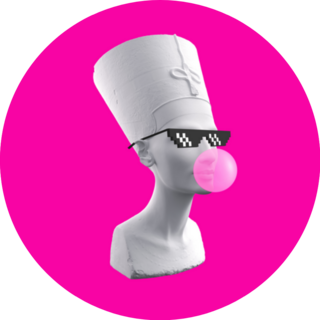 Funny Illustration Egyptian Sculpture Nefertiti On Pink Sticker