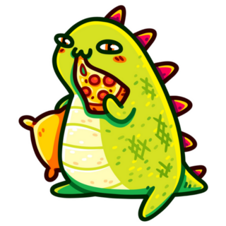 Funny Lazy T-rex Eating Pizza Sticker