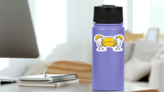 Funny Little Cartoon Mover Men Carry A Sofa Sticker on a Water Bottle (New) example