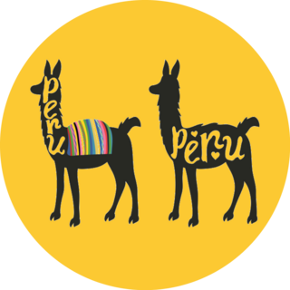 Funny Llama Silhouettes Peru Lettering Sticker