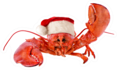 Funny Lobster In Santa Hat Sticker