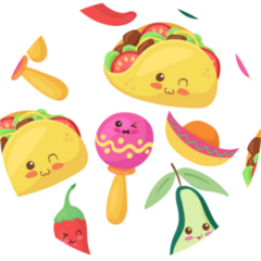 Funny Mexican Food Characters Pattern Sticker