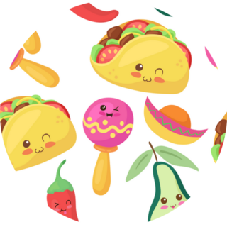Funny Mexican Food Characters Pattern Sticker