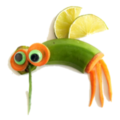 Funny Mosquito Made Of Fruits And Vegetables Sticker