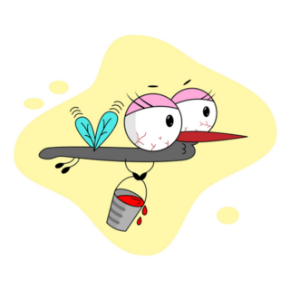 Funny Mosquito With Bucket Of Blood Sticker