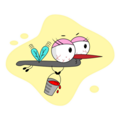 Funny Mosquito With Bucket Of Blood Sticker