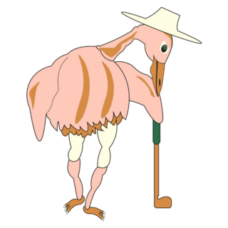 Funny Ostrich Plays Golf Sticker
