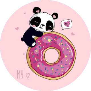 Funny Panda Hugging Donut Sticker