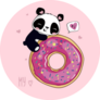 Funny Panda Hugging Donut Sticker