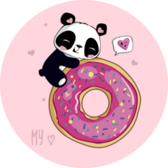 Funny Panda Hugging Donut Sticker