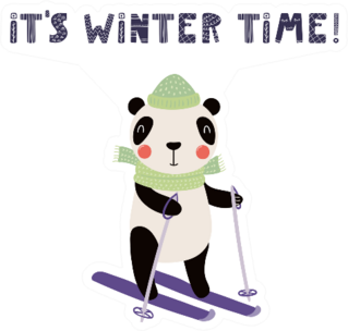 Funny Panda Skiing In Winter Sticker