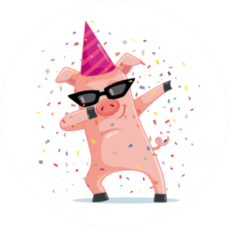 Funny Party Pig Dabbing Sticker