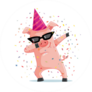 Funny Party Pig Dabbing Sticker