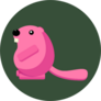 Funny Pink Beaver On Green Background Sticker