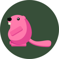 Funny Pink Beaver On Green Background Sticker