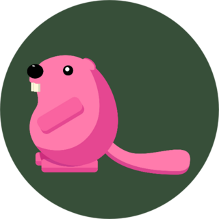 Funny Pink Beaver On Green Background Sticker