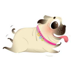 Funny Pug Dog Running Tongue Sticker