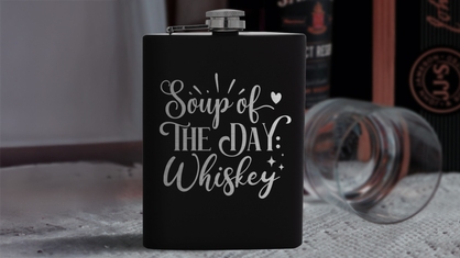 Funny quote engraved on flask