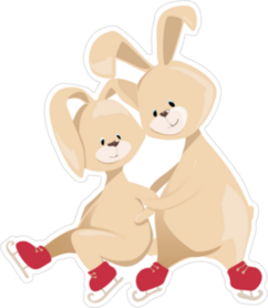 Funny Rabbit On Ice Skates Sticker