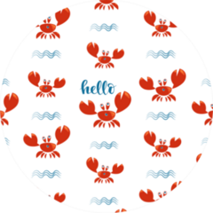 Funny Red Crabs And Waves Pattern Sticker